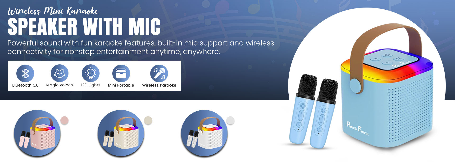 Wireless Mini Karaoke Speaker with Dual Microphones