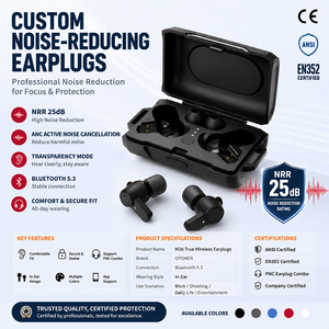 OEM Industrial Hearing Protection Dual Mic ENC ANC Earplugs NRR 25dB True Wireless Bluetooth Earbuds