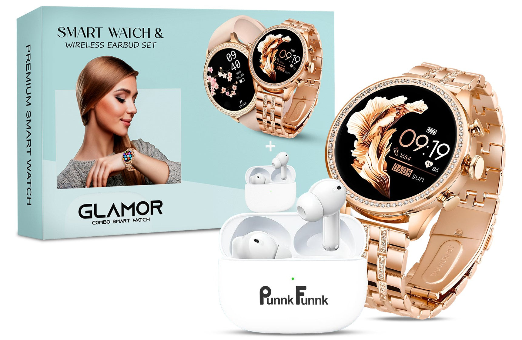 Glamor Women Smartwatch with Rose Gold Dial Finish