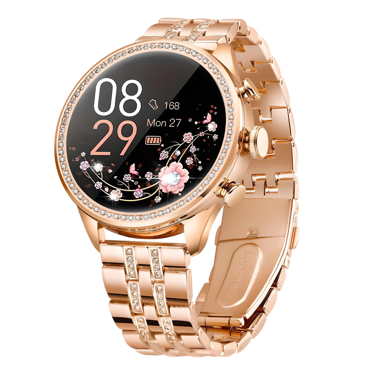 PF9 Series Women Smartwatch Stainless Steel Mesh Strap